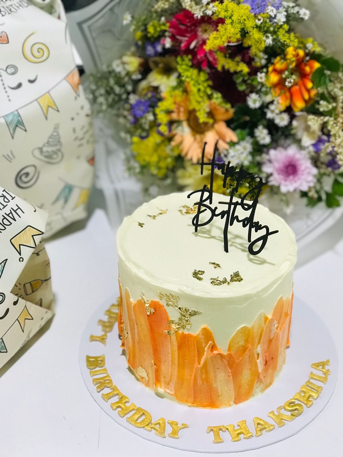 Artfully decorated cake